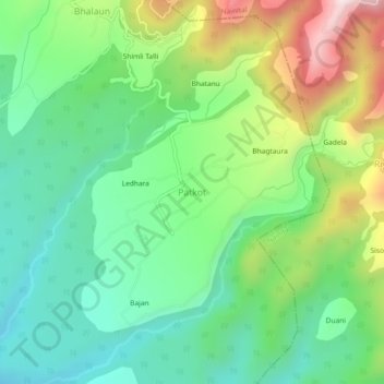 Patkot topographic map, elevation, terrain