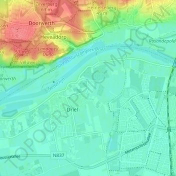 Leedjes topographic map, elevation, terrain