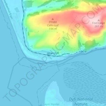 Aberdyfi topographic map, elevation, terrain