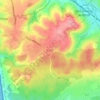 Ecault topographic map, elevation, terrain