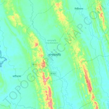 Khagrachhari topographic map, elevation, terrain