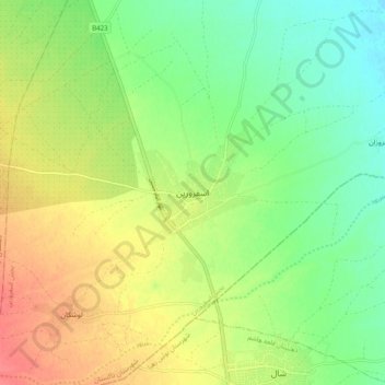 Esfarvarin topographic map, elevation, terrain