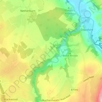 Tillietudlem topographic map, elevation, terrain