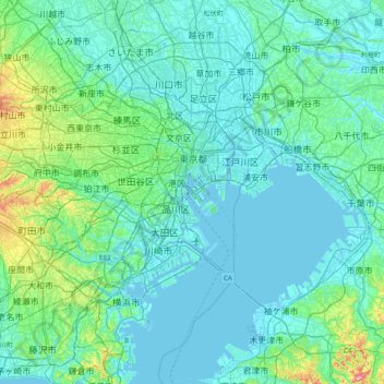 Odaiba topographic map, elevation, terrain