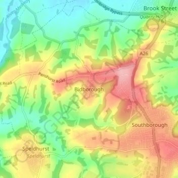 Bidborough topographic map, elevation, terrain