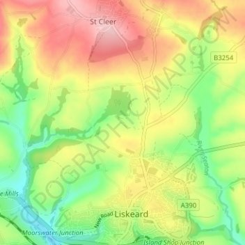 Trevecca topographic map, elevation, terrain