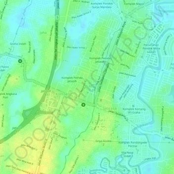 Jatiasih topographic map, elevation, terrain