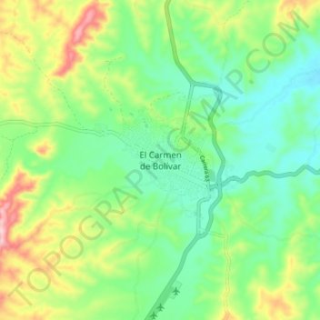 El Carmen de Bolívar topographic map, elevation, terrain