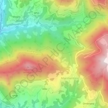 Pario topographic map, elevation, terrain