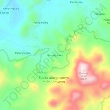 Gunungduren topographic map, elevation, terrain