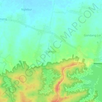 Sidorejo topographic map, elevation, terrain