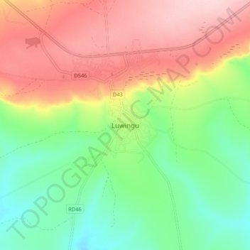 Luwingu topographic map, elevation, terrain