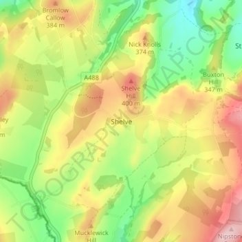 Shelve topographic map, elevation, terrain