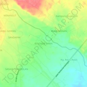 BINGKOR LAMA topographic map, elevation, terrain