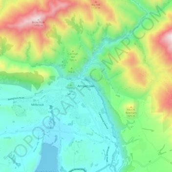 Arrowtown topographic map, elevation, terrain