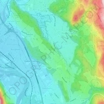 Riedl topographic map, elevation, terrain