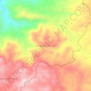 Jampang Tengah topographic map, elevation, terrain