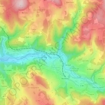 La Côte topographic map, elevation, terrain