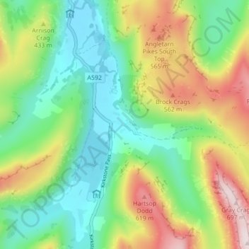 Hartsop topographic map, elevation, terrain