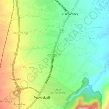 Kertosari topographic map, elevation, terrain