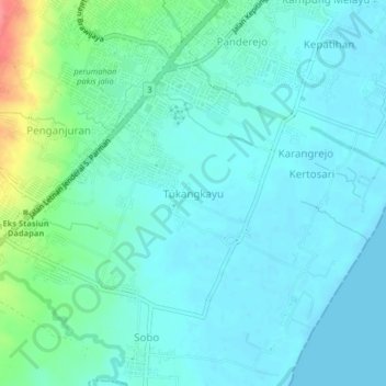 Tukangkayu topographic map, elevation, terrain