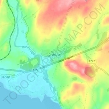 Glenluce topographic map, elevation, terrain