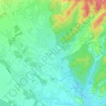 Zalog pri Cerkljah topographic map, elevation, terrain