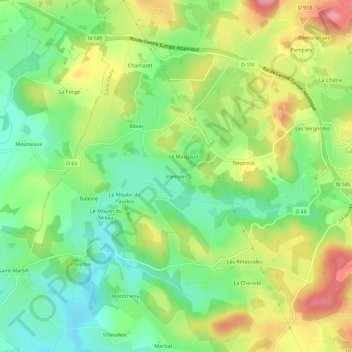 Etempes topographic map, elevation, terrain
