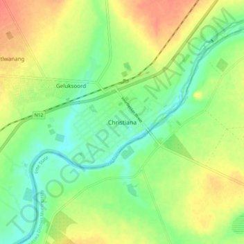 Christiana topographic map, elevation, terrain