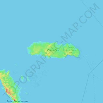 Pulau Pini topographic map, elevation, terrain