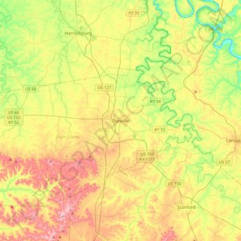 Danville topographic map, elevation, terrain