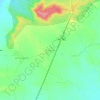 Hingane topographic map, elevation, terrain