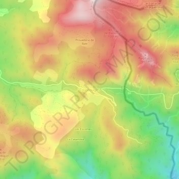 Coustouges topographic map, elevation, terrain