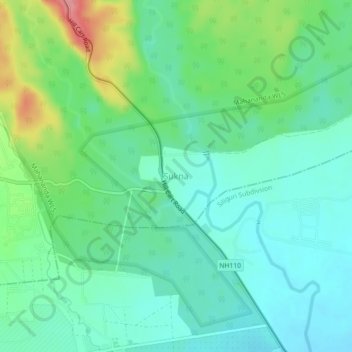 Sukna topographic map, elevation, terrain