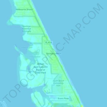 Floridana Beach topographic map, elevation, terrain