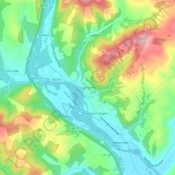 Cogan Station topographic map, elevation, terrain