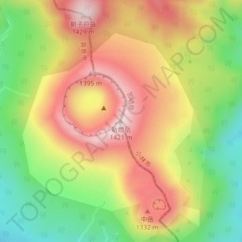 Mt. Shinmoe topographic map, elevation, terrain