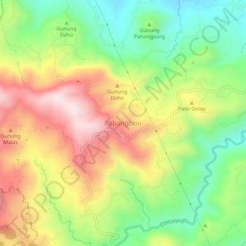 Pabangbon topographic map, elevation, terrain