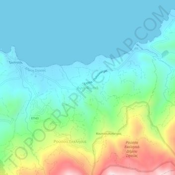 Agia Fotia topographic map, elevation, terrain