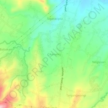 Cikoneng topographic map, elevation, terrain