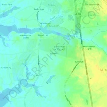 Llandaff topographic map, elevation, terrain