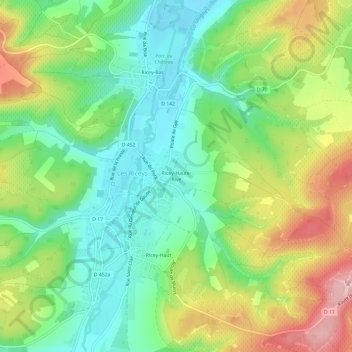 Ricey-Haute-Rive topographic map, elevation, terrain