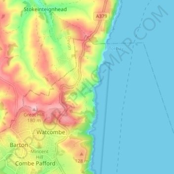 Maidencombe topographic map, elevation, terrain