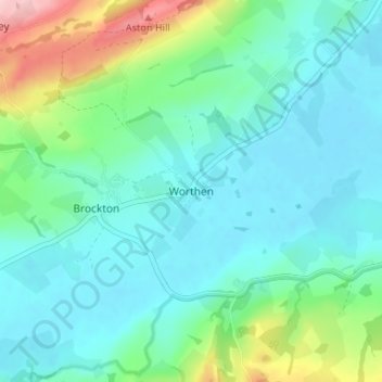 Worthen topographic map, elevation, terrain