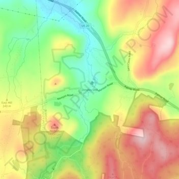 Dingley Dell topographic map, elevation, terrain