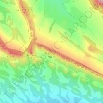 Sierras topographic map, elevation, terrain