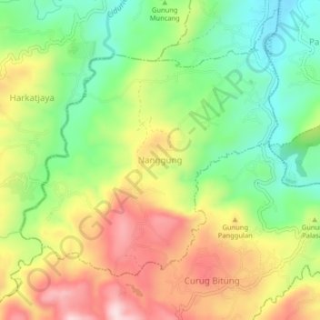 Nanggung topographic map, elevation, terrain