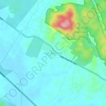 Ayer Bemban topographic map, elevation, terrain