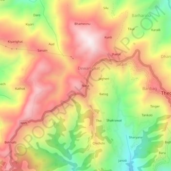 Nalia topographic map, elevation, terrain