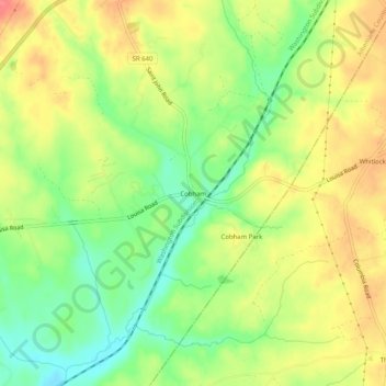 Cobham topographic map, elevation, terrain